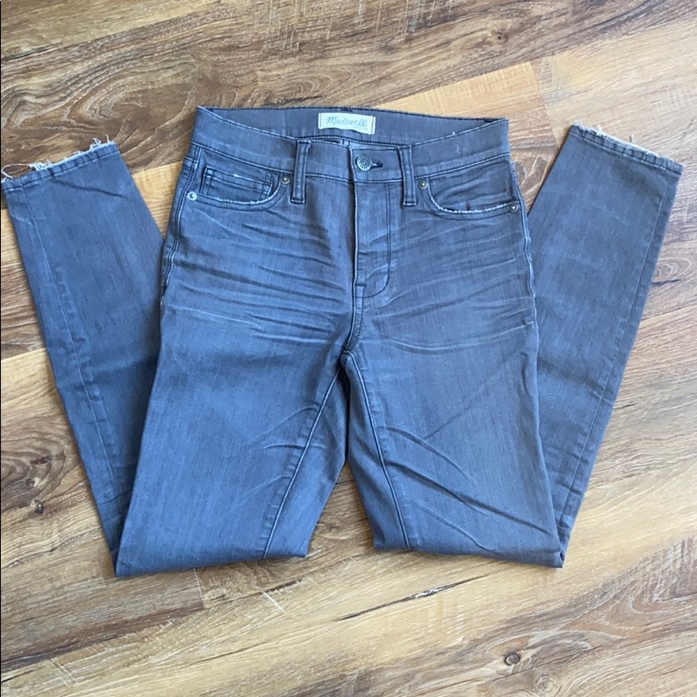 Madewell Grey Destroyed Skinny Jeans